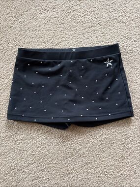 Rebel Athletic Black Crystal-Studded Women's Skort with Star Accent- youth Large
